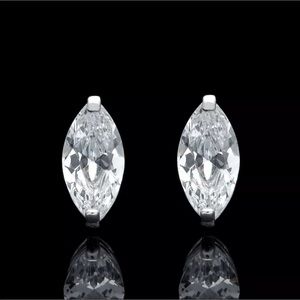 14K SOLID WHITE GOLD MARQUISE CUT EARRINGS 1.00CT.